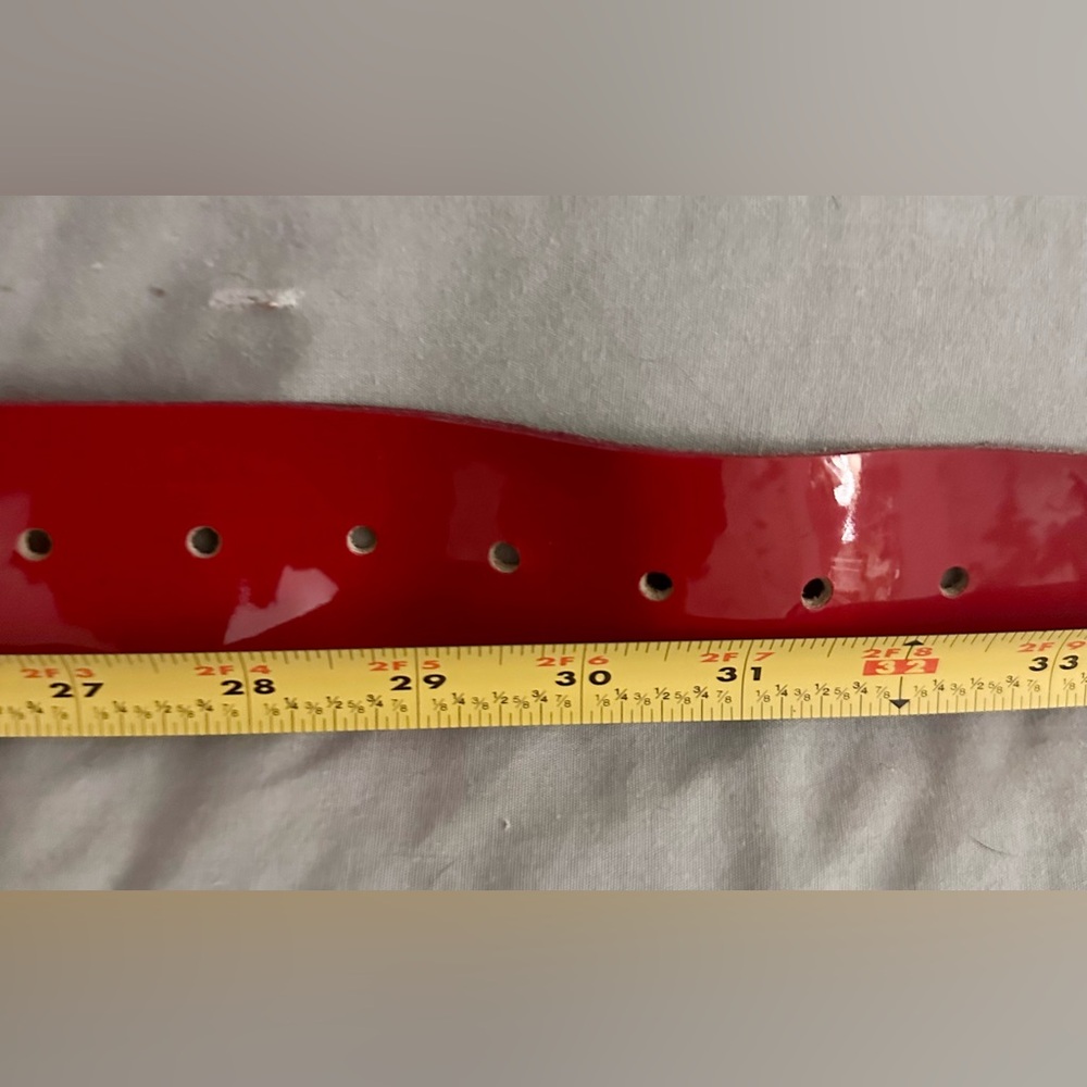 Vintage 1970s GUCCI RED PATENT Leather GG Buckle Wide Belt AS-IS 27-33” waist - Picture 12 of 14